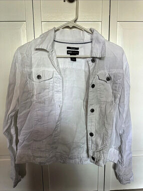 JNY Linen Utility Jacket White Size Small